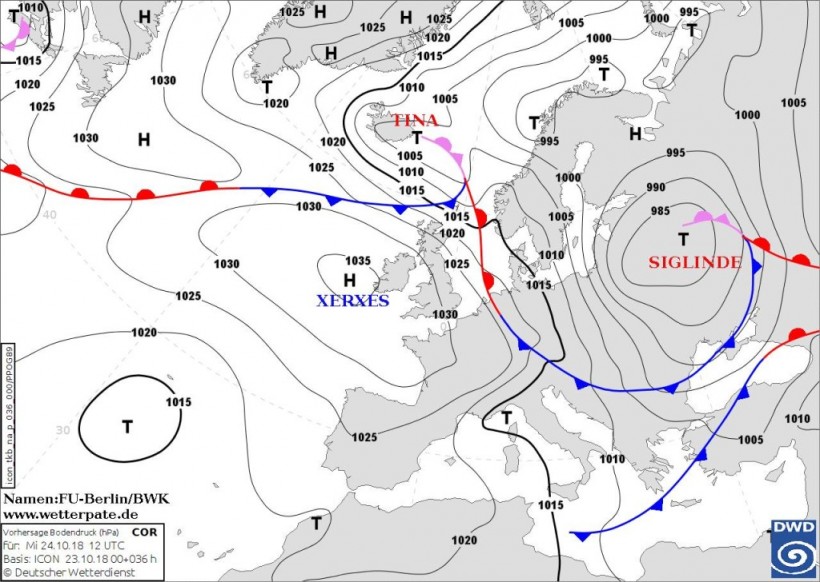 Синоптик: сырую и холодную погоду в Украине 25 октября будет определять циклон Siglinde (КАРТА)