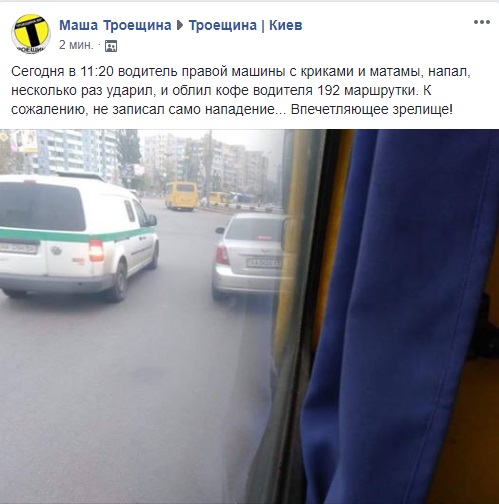 Облил кофе и начал избивать: на Троещине в Киеве водитель устроил дебош на дороге (ФОТО)