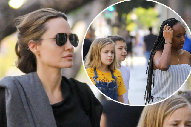 Анджелина Джоли пообедала с детьми в суши-баре