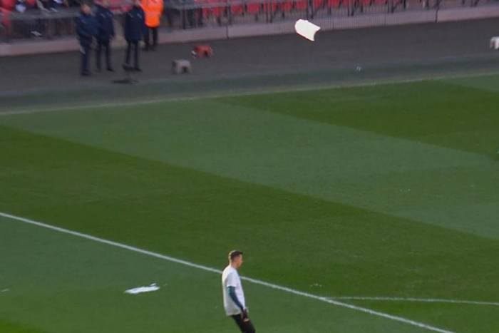 В матче Английской Премьер-Лиги вратаря чуть не прибила упавшая с крыши "Уэмбли" сосулька (фото)