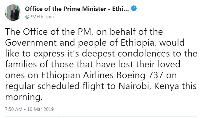 	Авиакатастрофа в Эфиопии: в компании Boeing сделали заявление