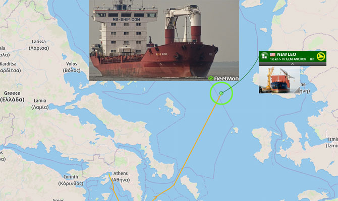 В Эгейском море терпит бедствие судно с украинским на борту