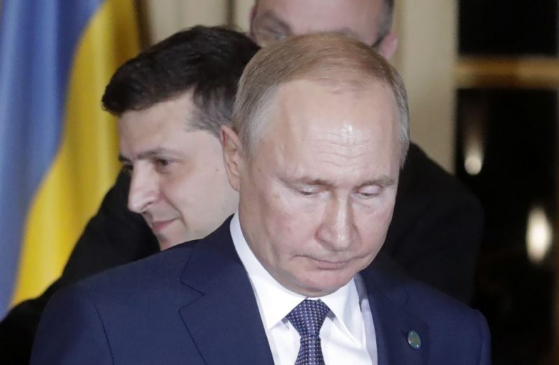 Зеленский и Путин на саммите в Париже