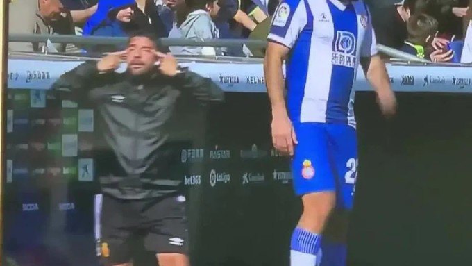 Тренер "Мальорки" показал расистский жест своему игроку во время матча Ла Лиги (фото)