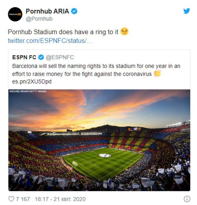 Порносайт откликнулся на предложение "Барселоны" переименовать "Ноу Камп"