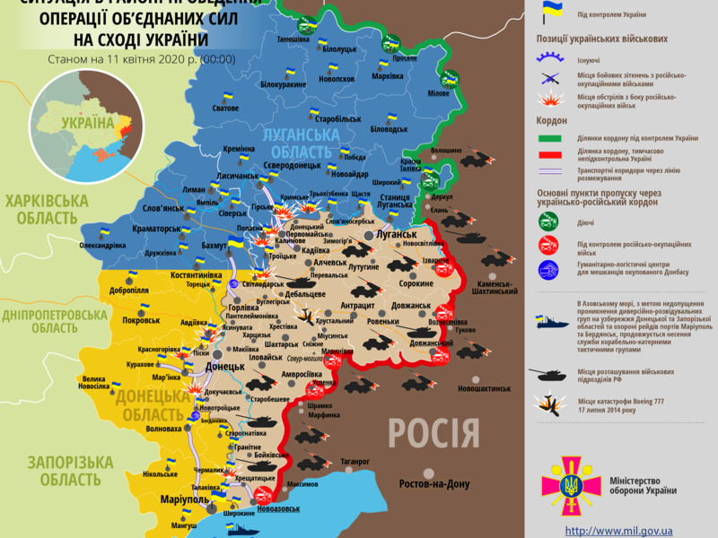 Линия фронта на Донбассе