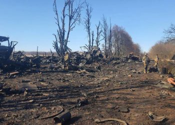 Уничтоженная колонна техники РФ