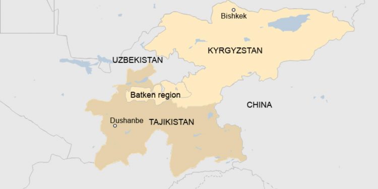 Карта Таджикистану та Киргизстану