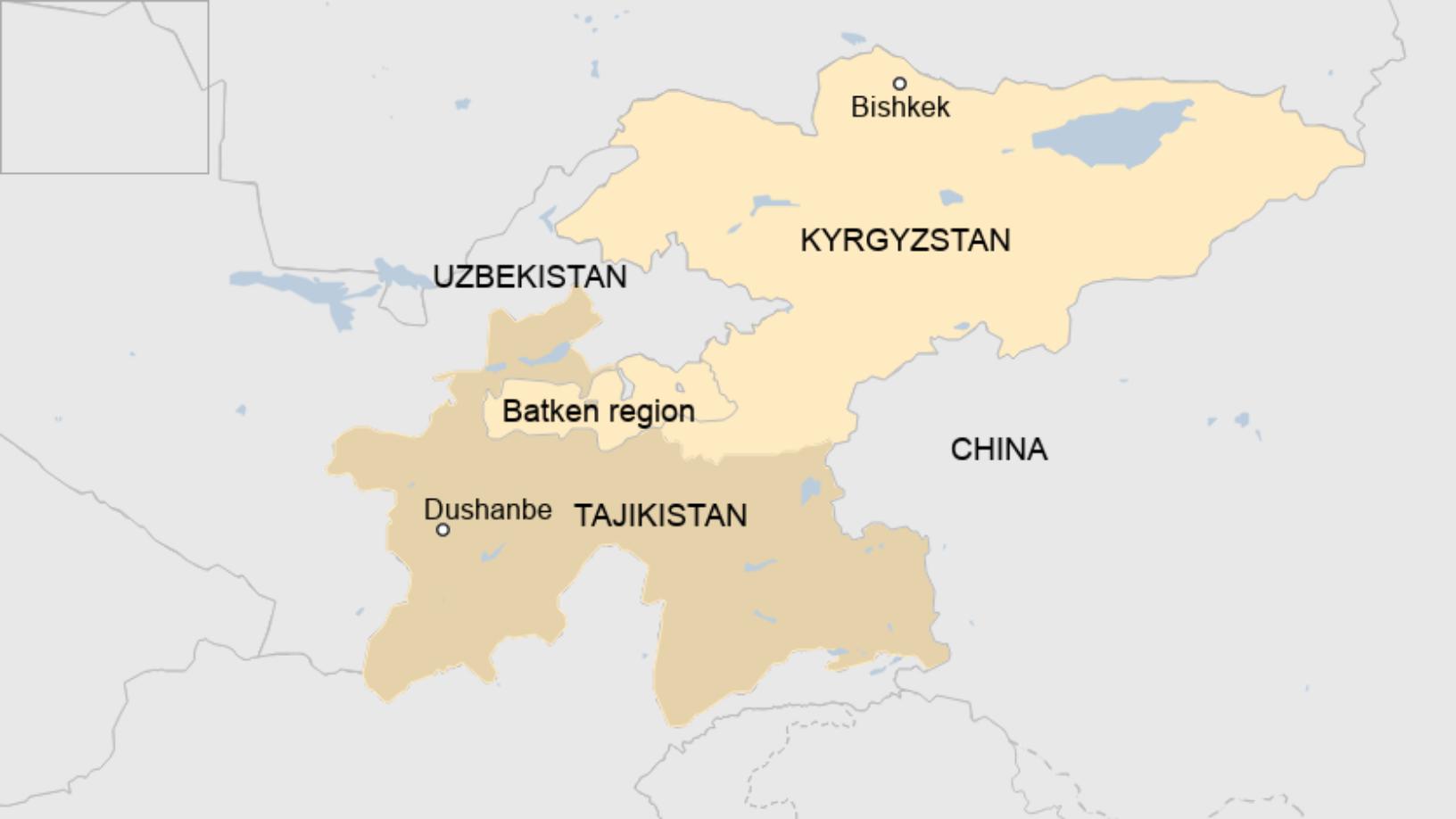Карта Таджикистану та Киргизстану
