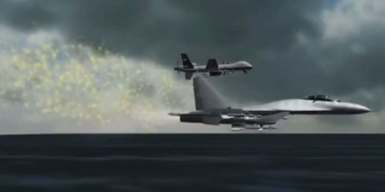 Винищувач РФ та БПЛА США