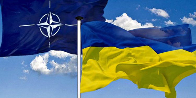 Прапори НАТО та України.