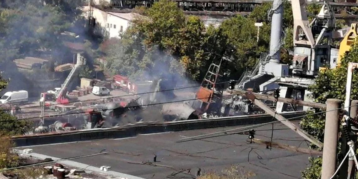 Знищений корабель РФ.