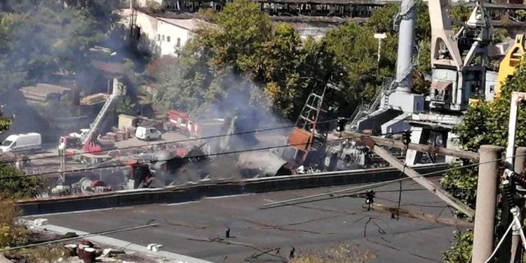 Знищений корабель РФ.