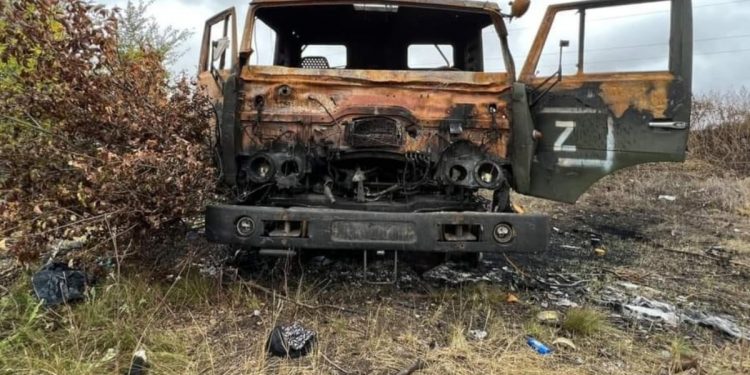 Знищене авто російських окупантів