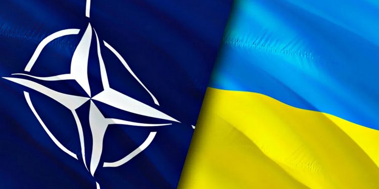 Прапори НАТО та України.