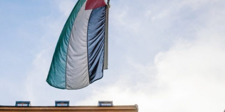 Прапор Палестини у столиці Швеції