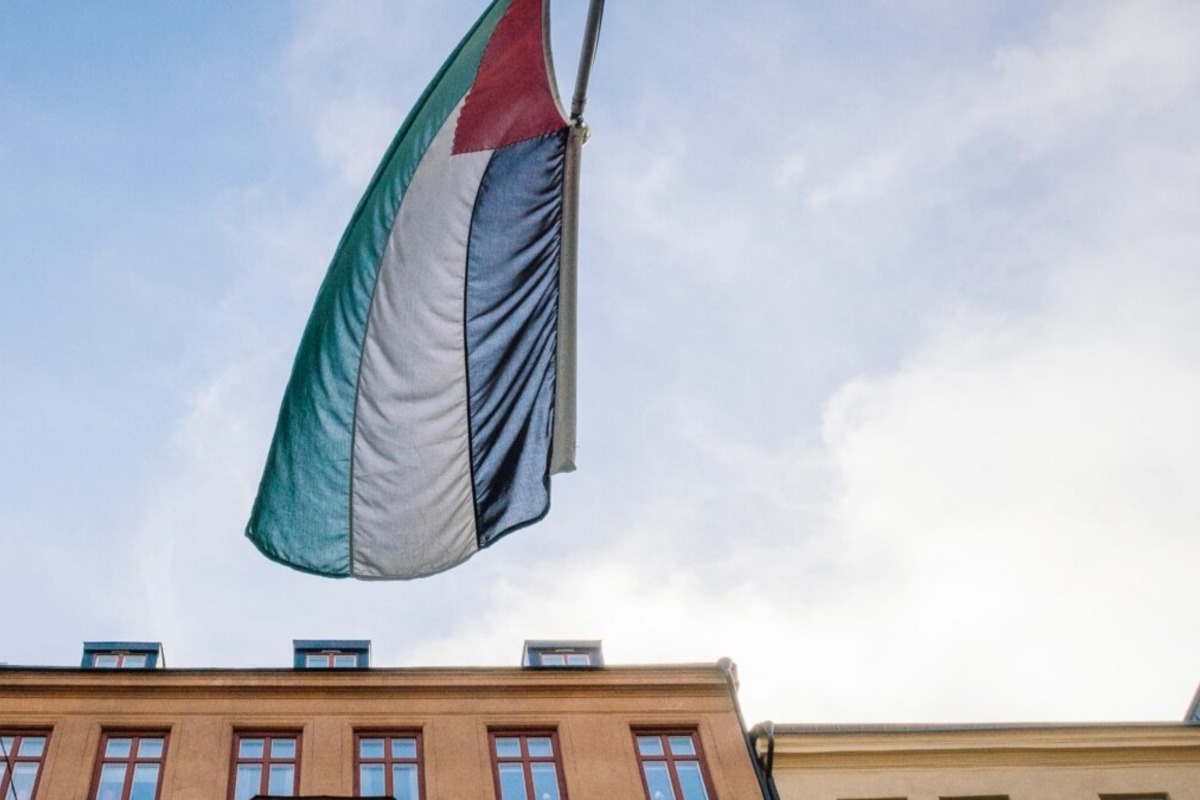 Прапор Палестини у столиці Швеції
