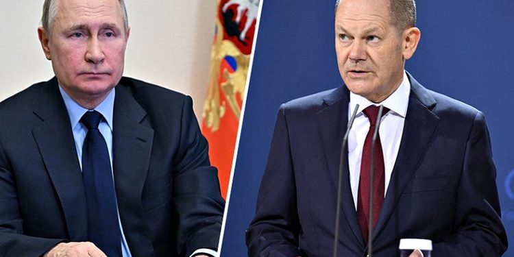 Володимир Путін та Олаф Шольц.