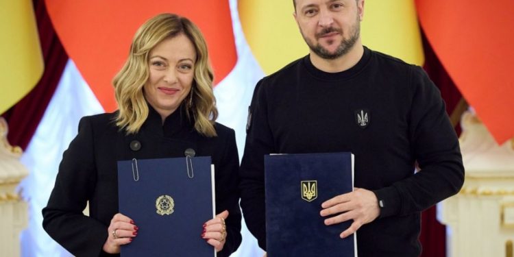 Джорджія Мелоні та Володимир Зеленський