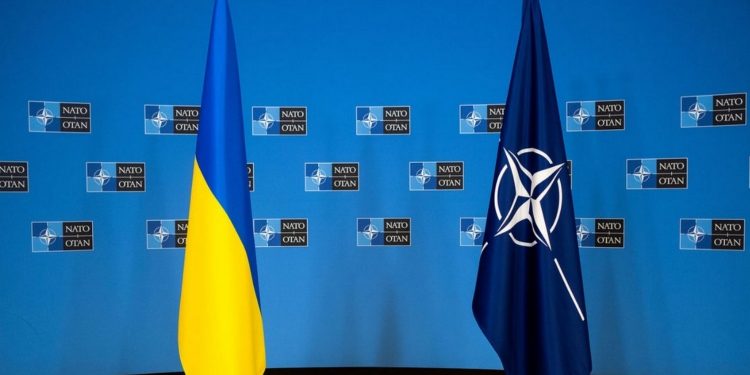 Прапори НАТО та України.