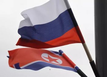 Прапори КНДР та РФ