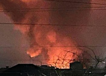 Пожежа після удару БПЛА.