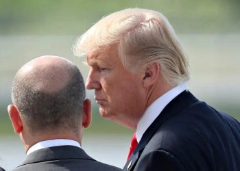 Олаф Шольц та Дональд Трамп.
