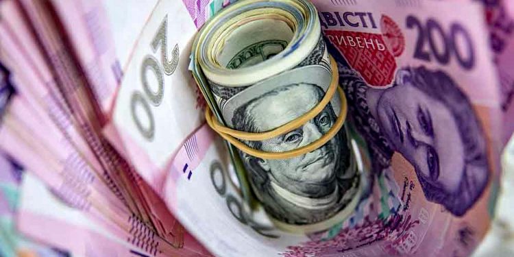 Гривні та долари.