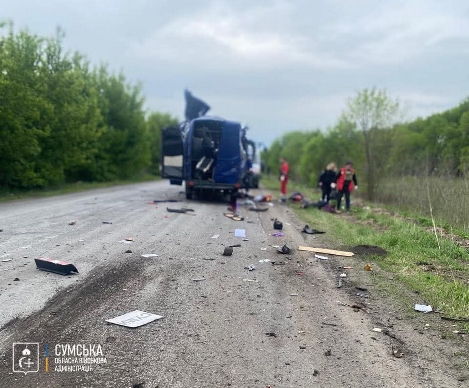 Наслідки обстрілу автобуса.
