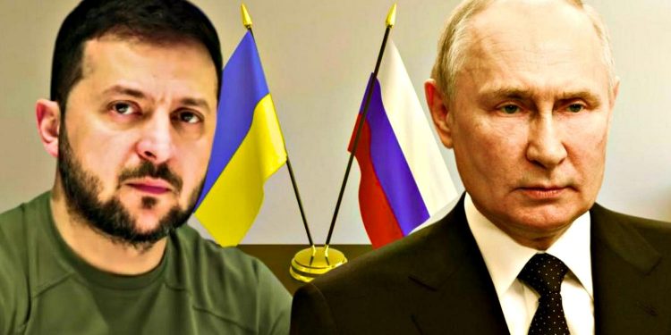 Володимир Зеленський та Володимир Путін.