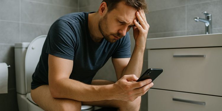 Чоловік в туалеті.