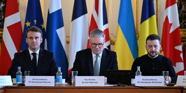 Макрон, Стармер та Зеленський.