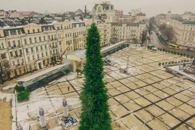 В Киеве начали украшать главную елку страны (ФОТО)